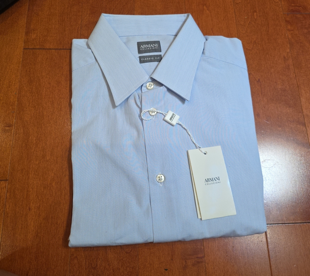 Armani Collezioni Light Blue Dress Shirt — Point Collar